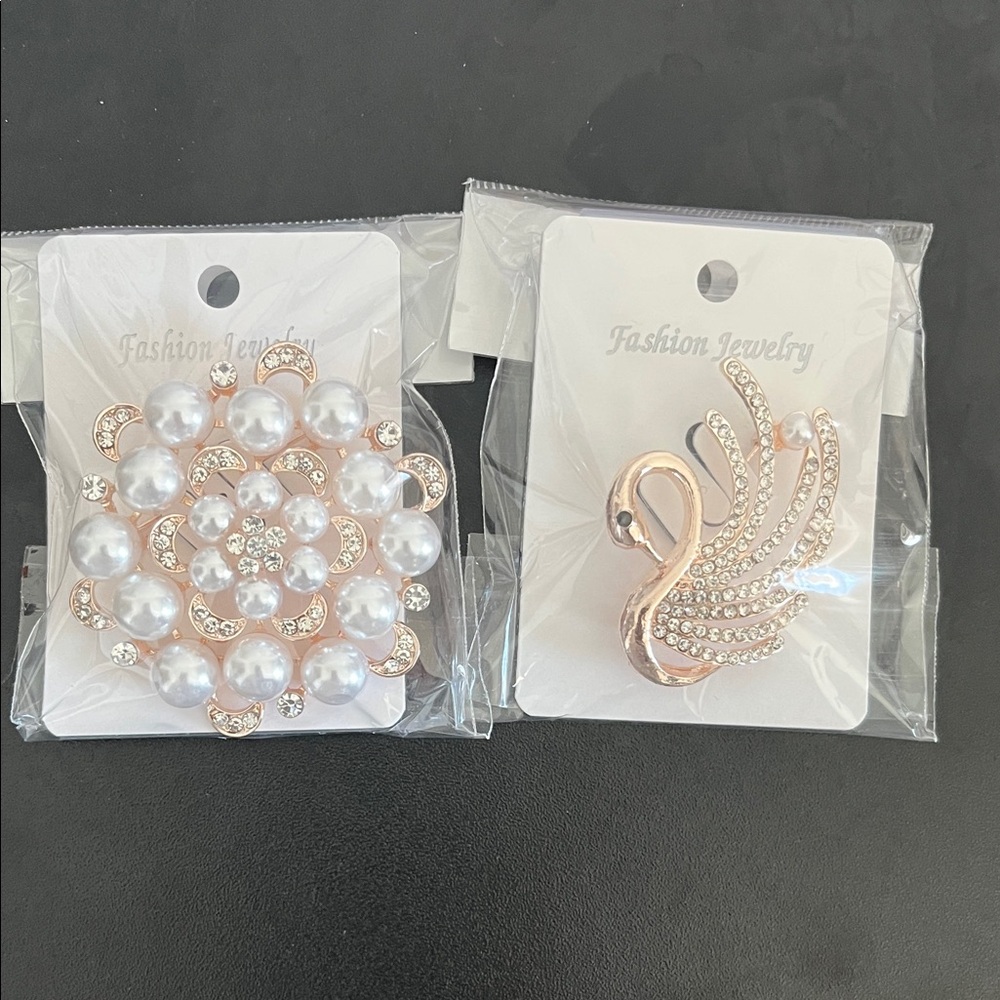 Pearl and Crystal Brooch Bundle